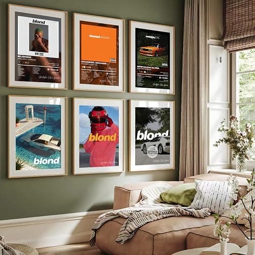 KAMUFF Frank Ocean Blond Poster Album Cover Posters Music Prints Wall Art For Bedroom Aesthetic Decor Set of 6,Unframed,8x12inch thumbnail 2