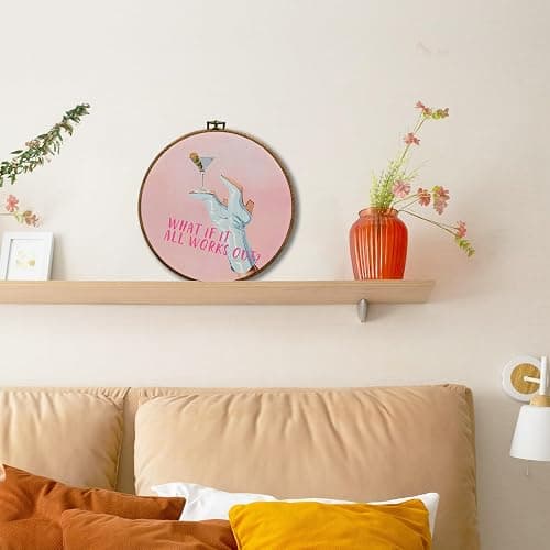 JUIOEIU What If It All Works Out Wall Art, Inspirational Western Cowgirl Round Wall Decor, Pink Western Cowgirl Wall Art Hanging Decorations for Girly Room Bedroom Dorm Home Décor Accents Decor, 10x10in thumbnail 6