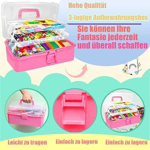 zycBernoi 3000+ Pcs Arts and Crafts Supplies for Kids - Kids Craft kit for Boys & Girls - Craft Box Gift for Ages 4-6, 6-8, 8-12 - Pink thumbnail 4