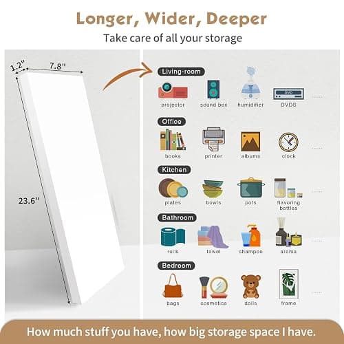 Forbena 24 Inch Floating Shelves for Wall Decor, White Wall Book Shelves for Bedroom, Large Long Deep Hanging Shelves for Bathroom Office Laundry Living Room Kitchen Closet Storage - Set of 3 thumbnail 3