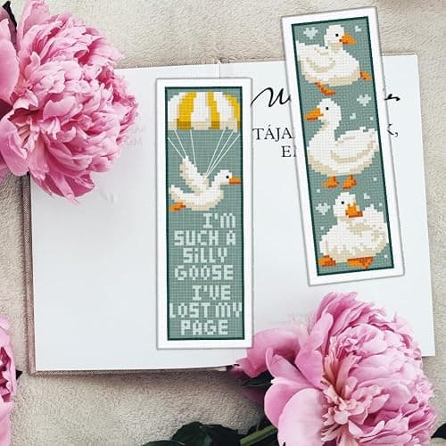 INFUNLY 6PCS Duck Cross Stitch Bookmark Kit for Beginners 2.99''×8.54'' Duckling Stamped Embroidery Bookmark Kits with Words Animals Needlepoint Bookmark Kit with Instruction for Book Lovers Readers thumbnail 6