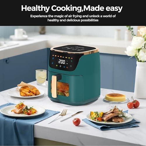 Panana 8QT Large Air Fryer Compact, 8 Preset Menus Airfryer, One-Touch Digital Control Presets, Touchscreen Display, Dishwasher Safe, Nonstick, Fit for Family (Green) thumbnail 7