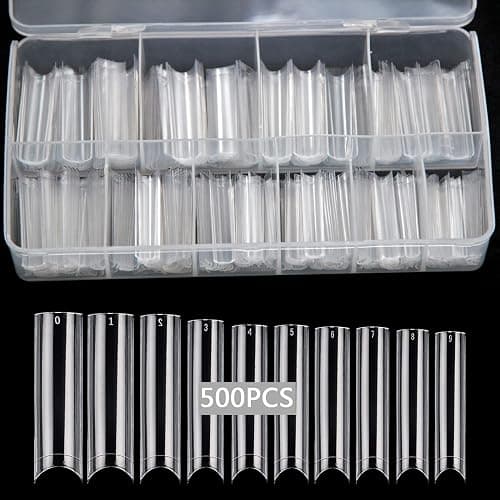 No C Curve Square Flat Nail Tips,SWETIDY 500Pcs XXL Extra Long Acrylic Clear Straight Tapered,Half Cover French Fake Nails for Nail Salon and DIY Nail Art 10 Sizes thumbnail 2