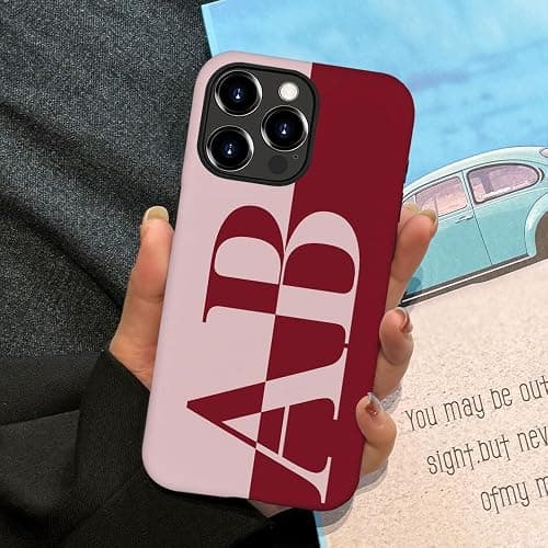 DAIZAG Personalized Monogram Initial Case Compatible with iPhone 17 16 15 14 13 Pro Max Pro Air Plus 12 11,Hybrid 2-Layer Hard Shell Phone Cover,Custom Large Name Red thumbnail 5