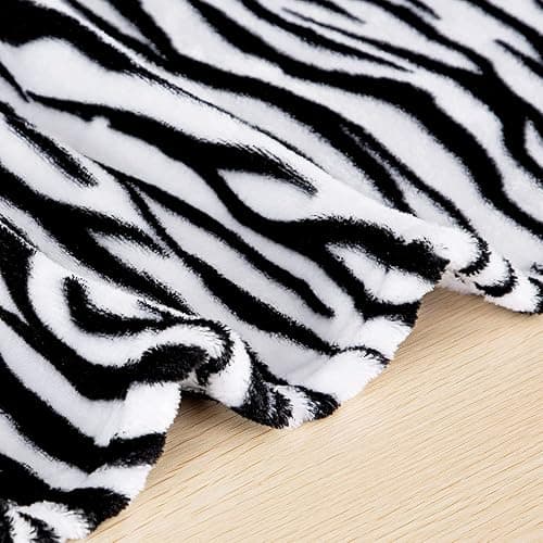 MACEVIA Flannel Fleece Twin Blanket for Couch, Zebra Blanket Black and White for Adult, Lightweight Warm Cozy Soft for Bed Sofa 260GSM, Suitable for All Seasons (Black Zebra,60x80inches) thumbnail 6