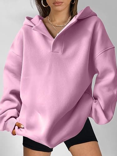 ANRABESS Womens Oversized Hoodies V Neck Sweatshirts Fleece Long Sleeve Pullover Y2K Clothes 2025 Fall Trendy Outfits thumbnail 5