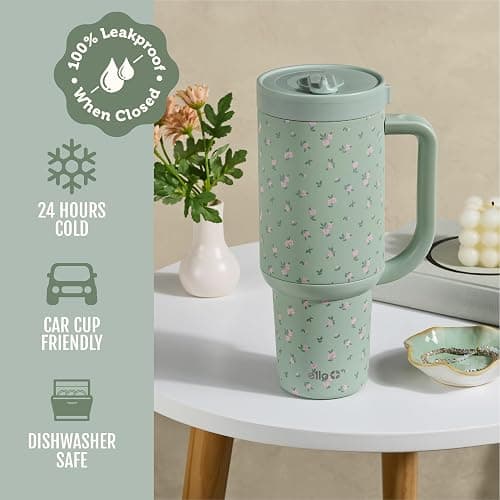 Ello Oasis 40oz Stainless Steel Tumbler - Full Bloom thumbnail 6