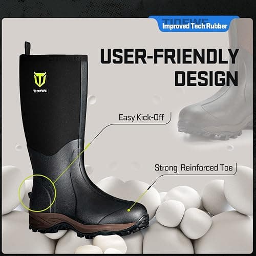 TIDEWE Rubber Neoprene Boots Men And Women, Waterproof Sturdy 6mm Neoprene Boot, Rain Boot Hunting Boot Arctic Outdoor Boot（Black, Brown & Next Camo G2） thumbnail 5