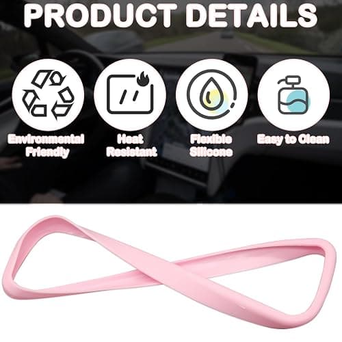 Rear View Mirror Cover Accessories, Car Protector Frame Silicone Automotive Mirror Frame Compatible with Modol 3 Y, Pink Car Accessories (Pink) thumbnail 3