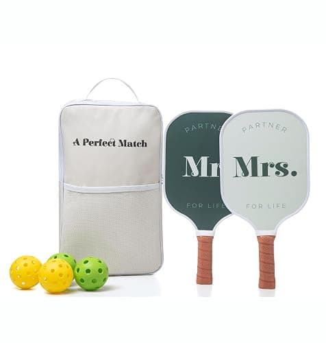 A Perfect Match Pickleball Paddle Set Engagement Gifts for Couples I I His and Hers Gifts I Includes 2 Pickleball Paddles, Carrying Bag and 2 Pickleballs - Image 1