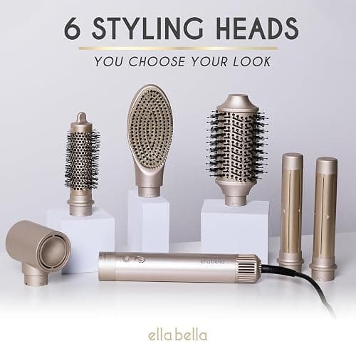 ELLA BELLA® 6 in 1 Professional Hot Air Styler • Powerful Hair Dryer & Straightener Set • Styling Without Heat Damage • Fast Drying Curling Volumizing Straightening • Includes Protective Travel Case thumbnail 9