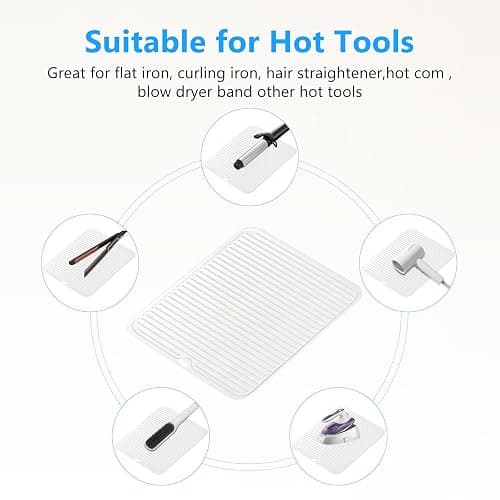 Quccefods Heat Resistant Mat Large Silicone Hot Hair Tools Mat for Curling Irons Flat Iron Hair Straightener Vanity Mat Portable Hair Styling Tools Hot Pad 14.2"*11" thumbnail 5