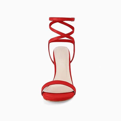 Coutgo Womens Strappy Lace up Heels Sandals Sexy High Heeled Ankle Strap Summer Dress Shoes thumbnail 6