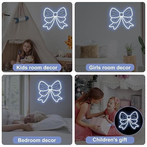 Bow Neon Sign LED Lights for Wall Decor Girls Room Beauty Salon Christmas Tree Bow Decoration Warm White Bow Light Sign 15″ × 13.4″ - Large - Cold White D-Bow thumbnail 7
