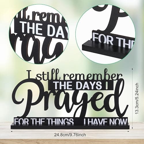 Jetec I Still Remember The Days I Prayed Sign Inspirational Table Blessed Signs Motivational Decor Farmhouse Table Home Centerpieces Faith Wooden Shelf for Living Room Office(Classic Style) thumbnail 3