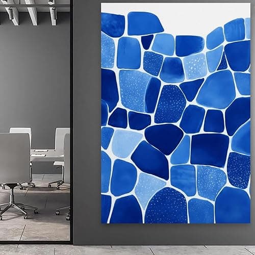 Abstract Blue Mosaic Pattern Poster Modern Art Decor Wall Hanging Poster Canvas Painting Modern Framed Wall Art Print for Living Room Bedroom Office Decor Style 20x30inch(50x75cm) thumbnail 5