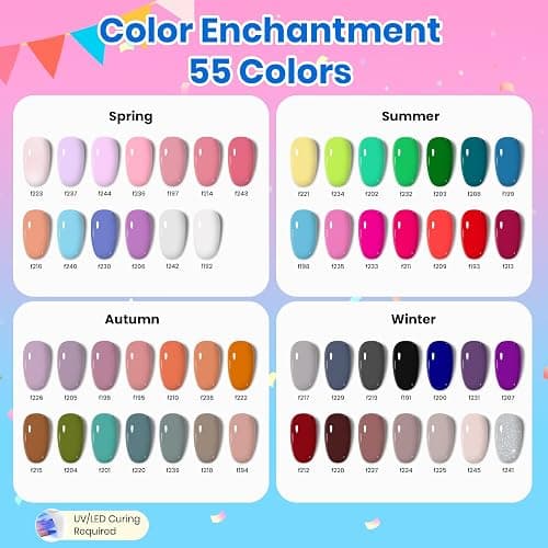 Beetles Gel Nail Polish Kit with U V Light - 80Pcs Color Enchantment 55 Colors Gel Nail Kit with Everything Base Top Coat Beginner Starter at Home Nails Kit Manicure DIY Salon Tools Gifts for Women thumbnail 3