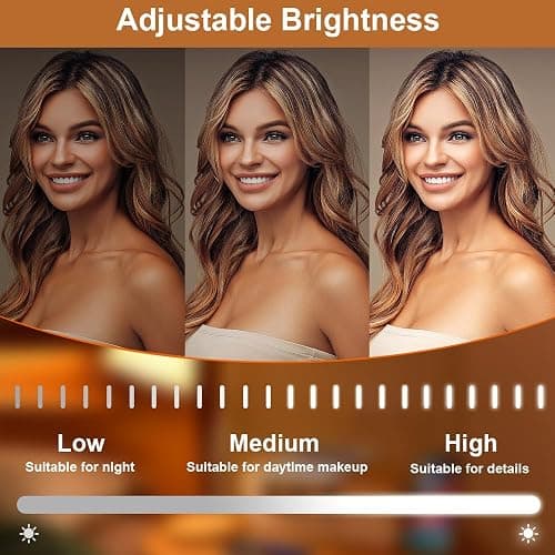 YEKKOPT Rechargeable Vanity Mirror with Lights, 14"×12" LED Makeup Mirror, Smart Touch Control, 3 Color Lighting with Adjustable Brightness,Cosmetic Mirror for Bedroom, Vanity Desk, Beauty Routine thumbnail 6