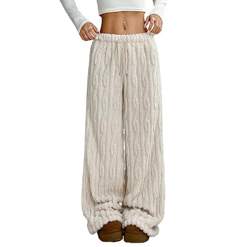 Sherpa Pajama Pants Women Soft Drawstring Elastic Wasit Fluffy Pj Pants Comfy Lounge Fleece Lined Sleepwear Bottoms thumbnail 6