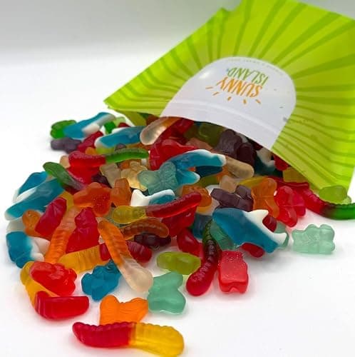 Gummy Candy Mix, Chewy Candy, Assorted Fruit Flavors, 2 Lb Bag | Blue Sharks, Gummi Bears, Gummy Worms & Butterflies, Gummies Bulk thumbnail 3