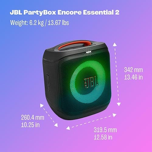 JBL PartyBox Encore Essential 2 - Portable Battery-Powered Party Speaker with AI Sound Boost, Up to 15 Hours of Play time, IPX4 Splash Proof, and Multi-Speaker Connection by Auracast (Black) thumbnail 6