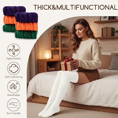 Buauty Women's Cable Knitted Boot Socks Extra Long Thigh High Winter Stockings Over Knee Leg Warmers thumbnail 5
