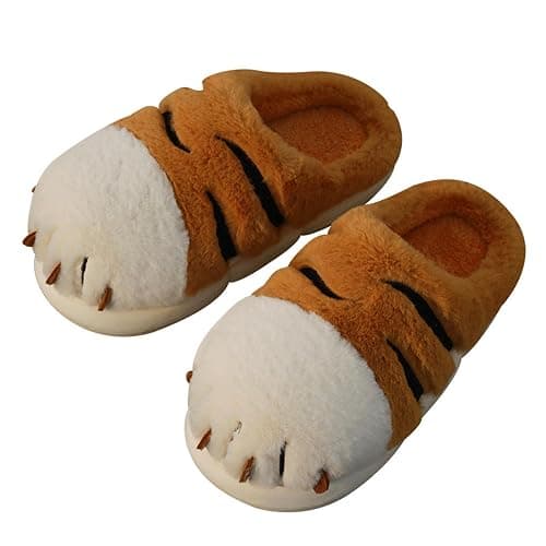 YILANLAN Women's Cute Pig Animal Cow Winter Warm Soft Plush Home Cotton Slippers - Image 1
