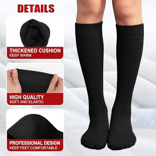 we fleece 5 Pairs Warm Knee High Socks for Women-Thermal Cotton Socks for Hiking,Work,Winter,Gifts thumbnail 4