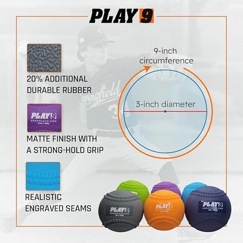 SHOP PLAY 9 - Plyometric Baseballs - Weighted Balls for Baseball - Arm Care, Velocity, and Strength Training - Weighted Baseballs for Throwing and Stretching - Textured Finish for Improved Grip thumbnail 3