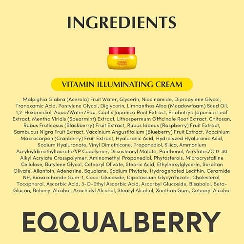 EQQUALBERRY Vitamin Illuminating Cream – Vitamin C & 5% Niacinamide + 3% TXA | Dark spots Cream | Ceramide Barrier Strength | Glowy, Lightweight Hydration | holiday gifts (1.69 fl.oz / 50ml) thumbnail 7