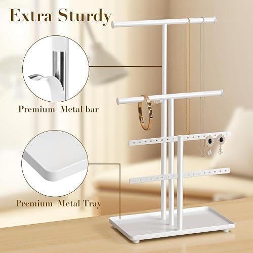 Josmimic Jewelry Holder Organizer Necklace Display: Metal Aesthetic Room Decor Tree Stand for Bracelet Hanger and Earrings Storage thumbnail 4