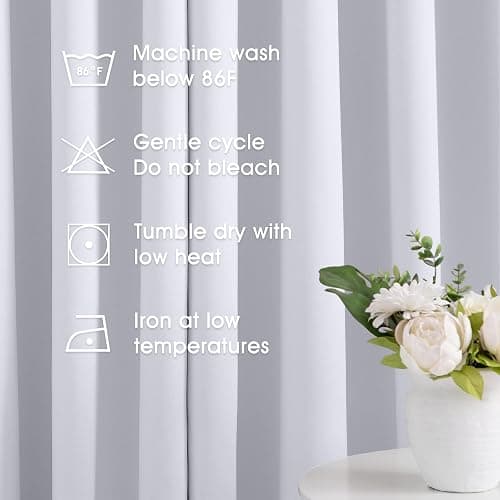 HOMEIDEAS Pure White Curtains 52 X 63 Inch Length Set of 2 Panels Curtains/Drapes, Grommet Window Curtains for Bedroom & Living Room thumbnail 5