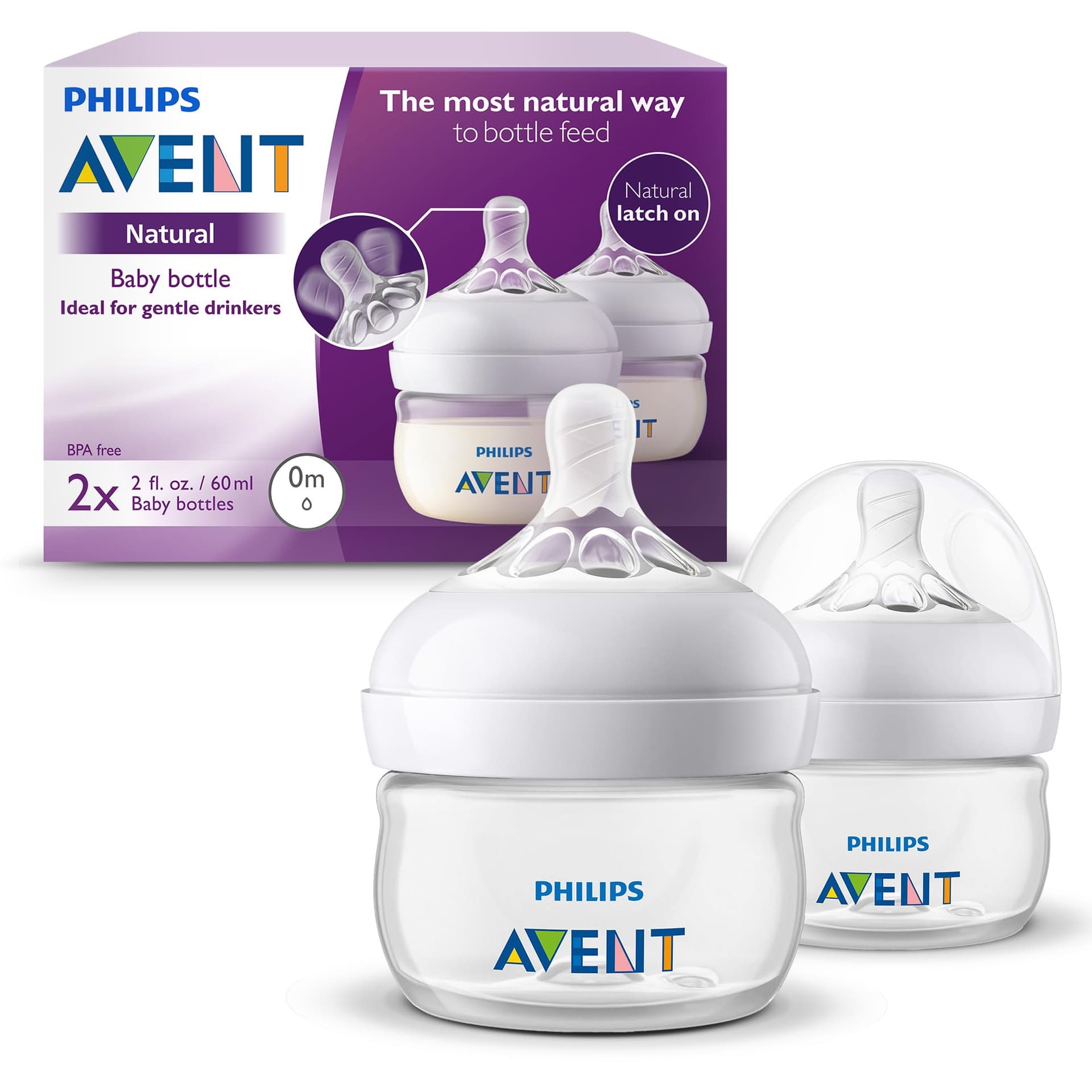 Philips Avent SCF019/25 - Biberón natural (2 unidades), transparente - Image 1
