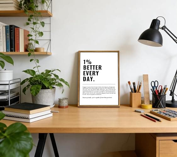 Floating Framed 1% Better Every Day Canvas Wall Art, Modern Quote Painting Picture Wall Decor, Growth Mindset Self Improvement Quote Poster Print Artwork for Office, Gym, Study Home Decoration 8x10in thumbnail 6
