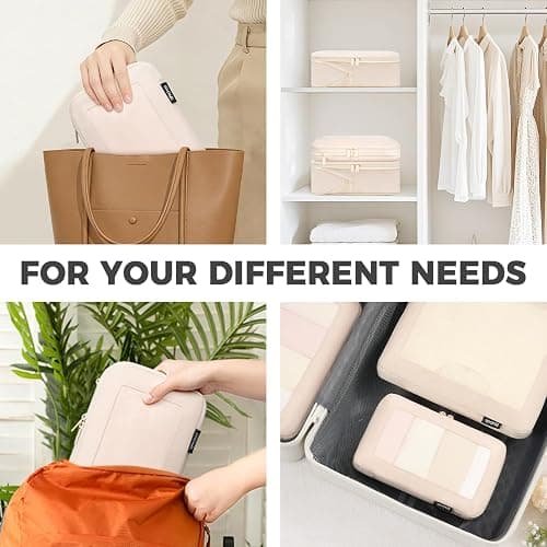BAGAIL 4 Set/6 Set/8 Set Compression Packing Cubes Travel Accessories Expandable Packing Organizers (Square Mesh, 05-Cream) thumbnail 7