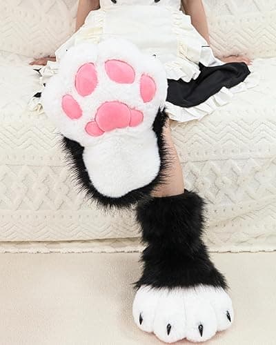 BNLIDES Cosplay Animal Cat Wolf Dog Fox Fursuit Feet Paw Claw Shoes Furry Boots Costume Accessories for Adult thumbnail 7