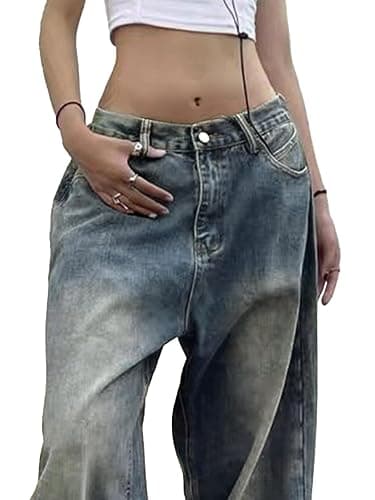 EMMIOL Women Wide Leg Jeans Mid-Low Waist Baggy Jeans Loose Boyfriends Jeans Y2K 90s Denim Pants thumbnail 4