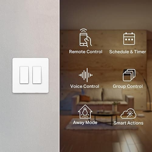 Kasa Smart Switch 2-Gang HS200-2, Single Pole,Neutral Wire Required, 2.4GHz Wi-Fi Light Switch Compatible with Alexa and Google Home, UL Certified, No Hub Required, White - 2-Gang - White thumbnail 2