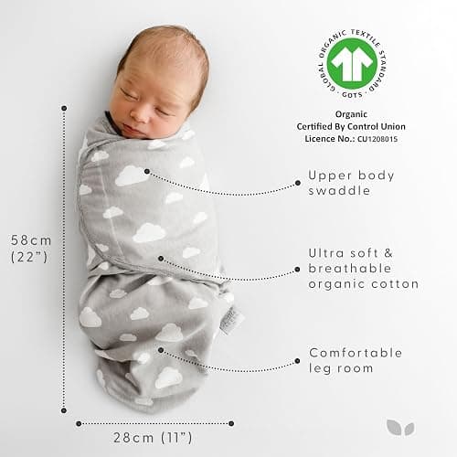 Little Seeds Swaddle Blanket 0-3 Months, 3-Pack Organic Cotton Baby Swaddles - Swaddles for Newborns Infant Boys & Girls, Soft & Snug Hip-Healthy Swaddling Blankets thumbnail 3