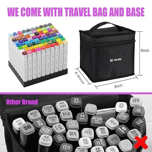 80 Colors Alcohol Markers with Base Dual Tip Drawing Markers for Adult and Kids Comics Coloring Sketching Illustration (80 White) -Refillable thumbnail 3