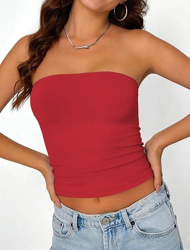Matunana Womens Tube Tops Summer Crop Cute Y2K Strapless Backless Basic Bandeau 2026 Trendy Going Out Vacation Outfits thumbnail 4