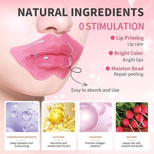 30 Pairs Lip Masks & 24K Gold Eye Masks, Crystal Collagen Eye Patches for Puffy Eyes, Moisturizing & Reduce Wrinkles, Lip Care & Under Eye Mask for Dark Circles and Puffiness thumbnail 7