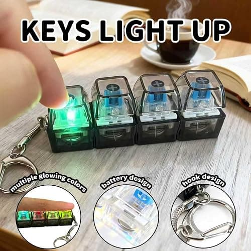 2 Pack Keyboard Fidget Keychain,Keyboard Button Finger Clicker for Anxiety Relief (Transparent) thumbnail 4