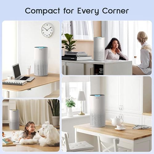 Afloia Air Purifiers for Home Bedroom Large Room Up to 1076 Ft², 3-Stage Filter Cleaner Odor Eliminator, Remove Pets Dust Dander Hair Allergy Mold Pollen Smoke Smell, Quiet 22 dB, 7 Colors Night Light thumbnail 5