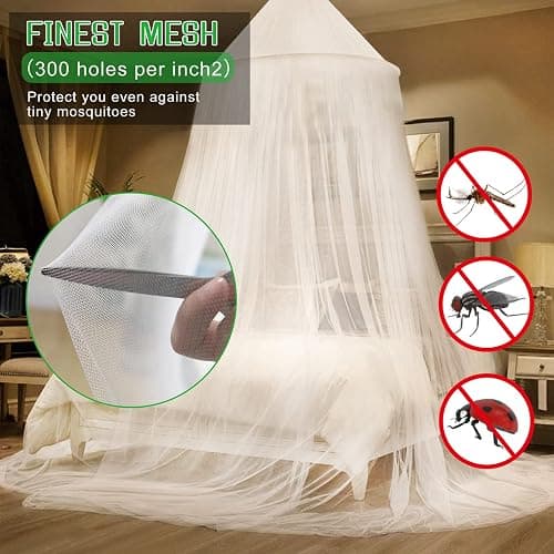 Mosquito Net Bed Canopy for Girls Dome Bed Curtains Tent Twin Queen Size | Mosquito Netting For Patio White Canopy Tent Mosquiteros Cameros Para Cuba Princess Bed Room Decor For Baby Crib Adults thumbnail 3
