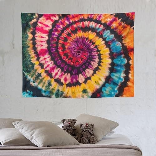 ZhiRain Tie Dye Tapestry Wall Hanging Spiral Bohemian Watercolor Swirl Ethnic Gypsy Trippy Indian Artsy Tapestries Home Decor for Living Room Bedroom Apartment Farmhouse Dorm 30"x40" - Image 1