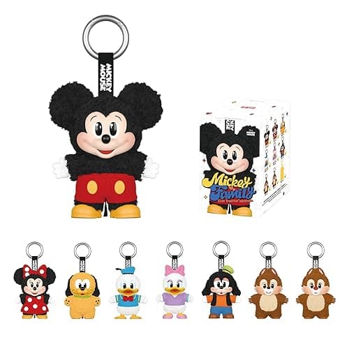 POP MART Mickey Family Figures Cute Together Keychain Series Blind Box ,Random Design Action Figures Collectible Toys Home Decorations, Single Box - Image 1