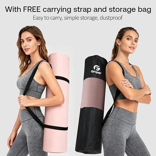 Gruper Yoga Mat Non Slip NBR Extra Thick Yoga Mat, 72"L x 32"/24"W x 0.6"/0.4"TH (185cm x 80cm/61cm x 15mm/10mm), Anti-Tear Exercise Mat with Carrying Strap and Bag, Workout Mats for Yoga, Pilates thumbnail 5