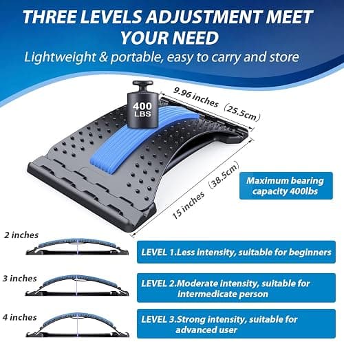 MINOLL Back Stretcher for Lower Back Pain Relief, 3 Level Adjustable Lumbar Back Cracker Board, Back Cracking Device, Back Massager for Scoliosis, Spine Decompression thumbnail 6