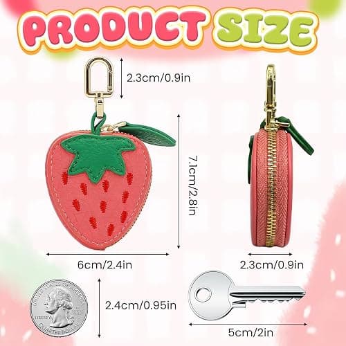 shuielai Cute Fruit Coin Purse Keychain, Mini Leather Bag Charms & Pouch Holder for Keys, Handbag, Backpack, Tote Kawaii Strawberry Lemon Charms Accessories Gift for Girls Women (WXC251204) thumbnail 3